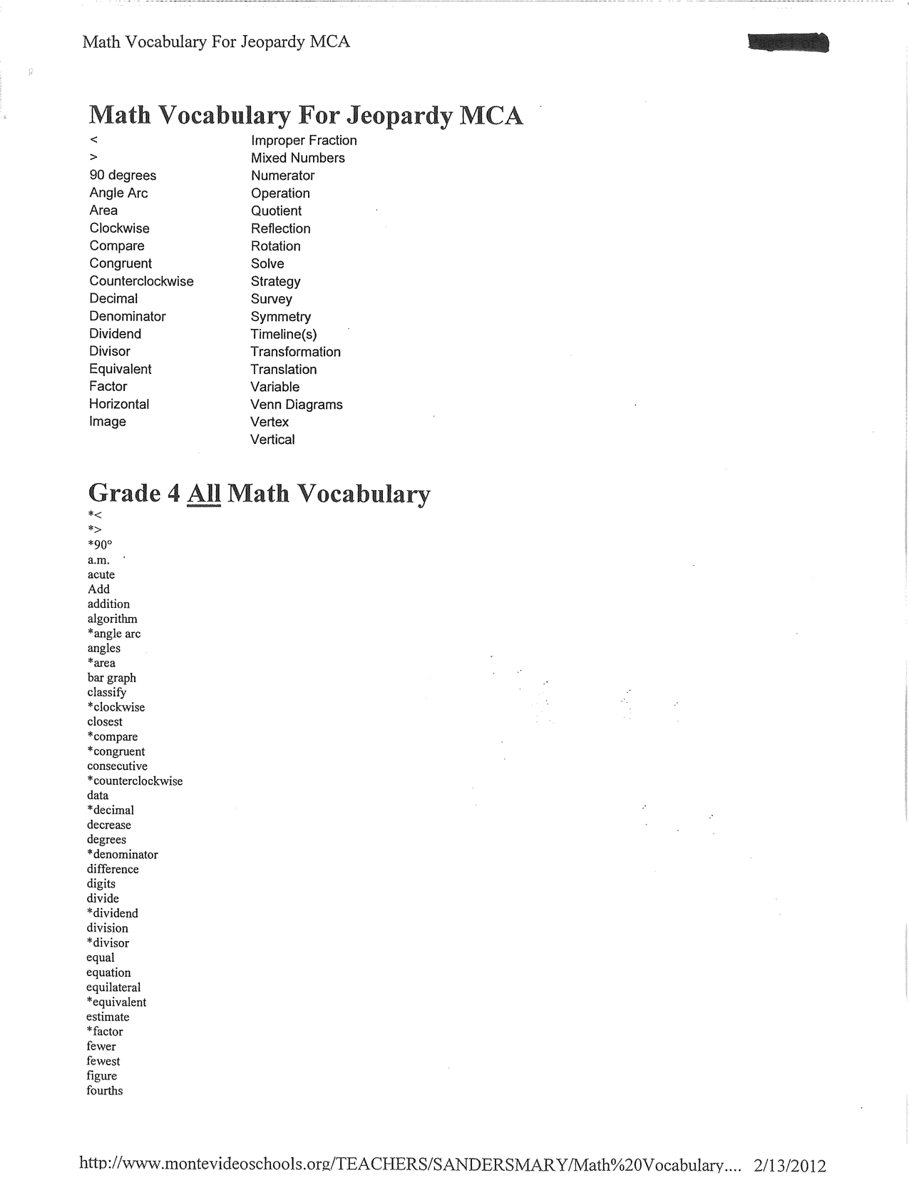 Worksheet Vocabulary 4th Grade 4th grade mca math vocabulary yinghua academy posted on april 10 2013 by officeyinghuaacademy org